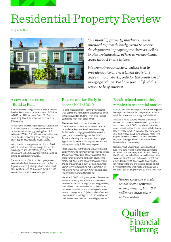 Residential Property Review - August 2019