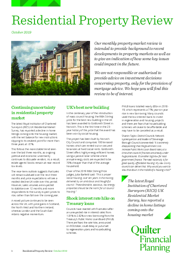 Residential Property Review - October 2019