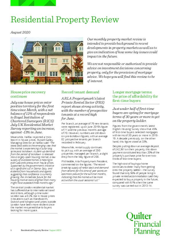 Residential Property Review - August 2020