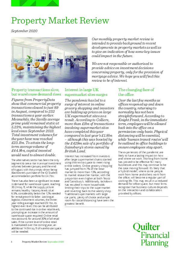 Property Market Review - September 2020 