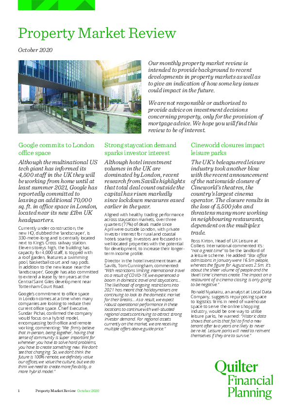Property Market Review - October 2020 