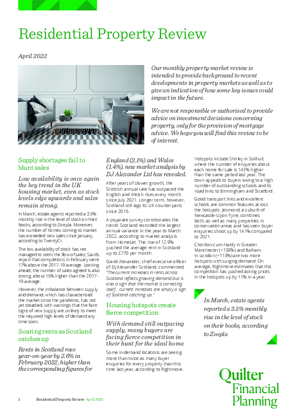 Residential Property Review - April 2022