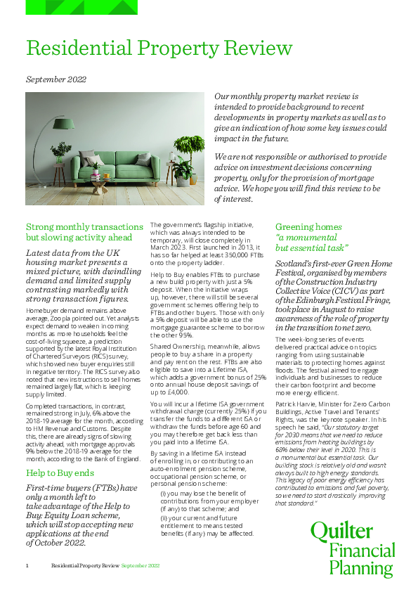 Residential Property Review - September 2022